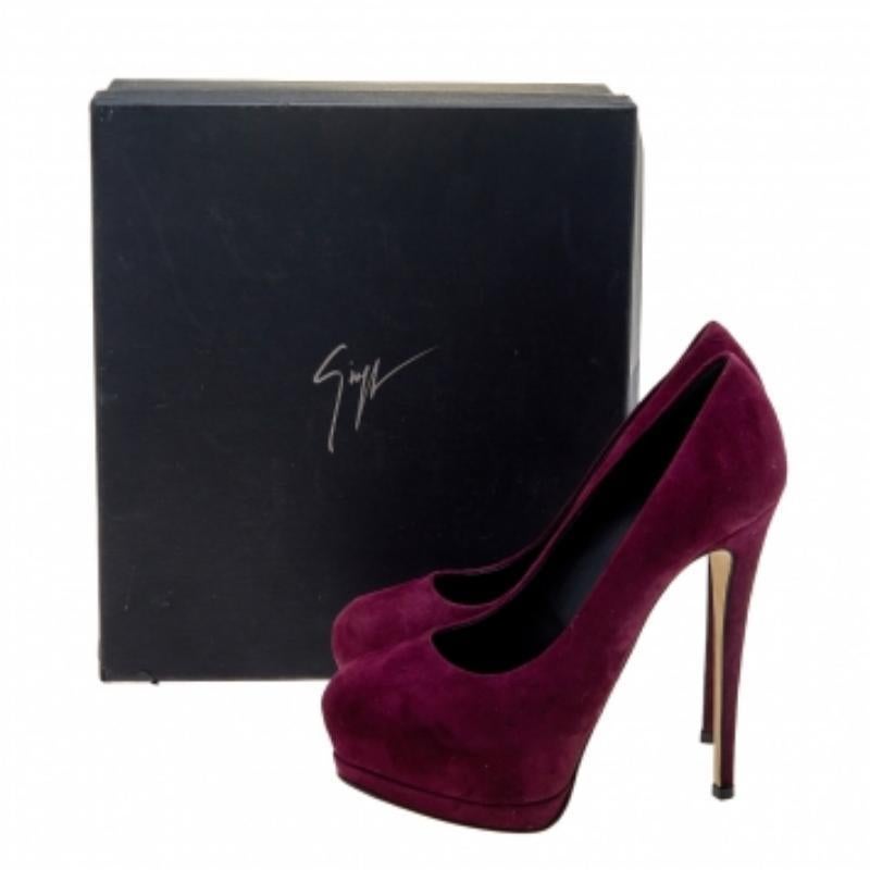 Giuseppe Zanotti  Burgundy Suede Platform Pumps Size 37.5 For Sale 3