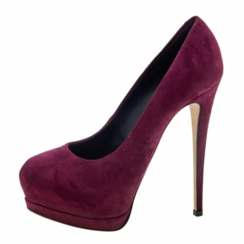 Giuseppe Zanotti  Burgundy Suede Platform Pumps Size 37.5 For Sale