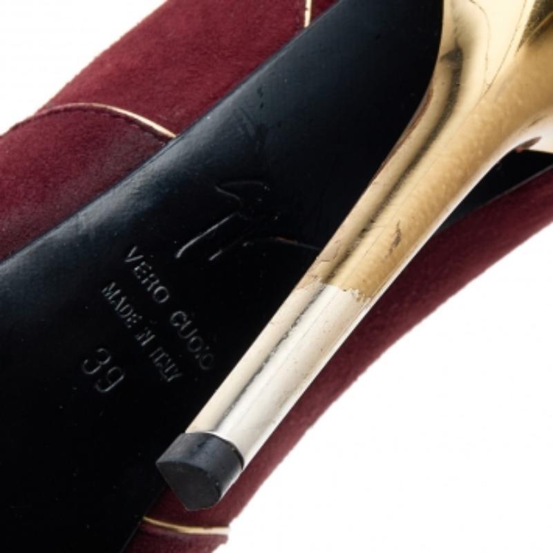 Black Giuseppe Zanotti Burgundy Suede Platform Pumps Size 39 For Sale