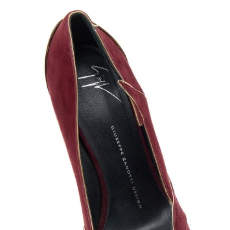 Giuseppe Zanotti Burgundy Suede Platform Pumps Size 39 For Sale 2