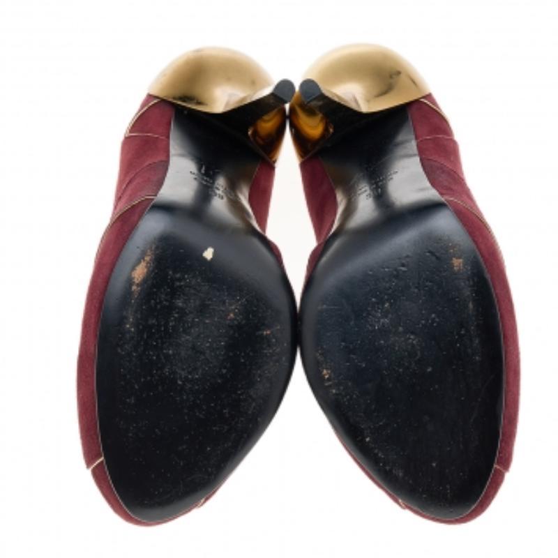 Giuseppe Zanotti Burgundy Suede Platform Pumps Size 39 For Sale 4