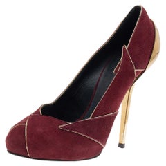 Giuseppe Zanotti Burgundy Suede Platform Pumps Size 39