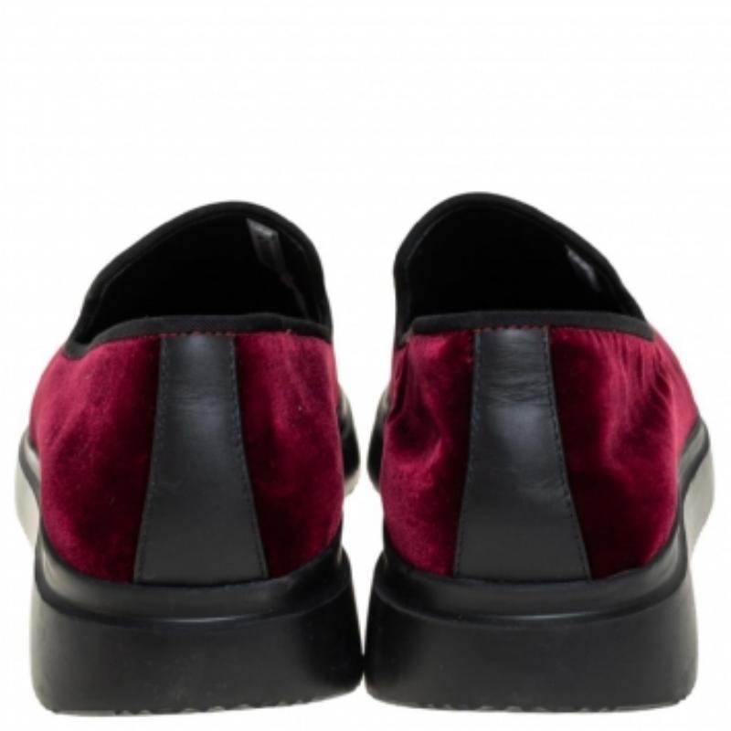Black Giuseppe Zanotti Burgundy Velvet Slip On Sneakers Size 42 For Sale