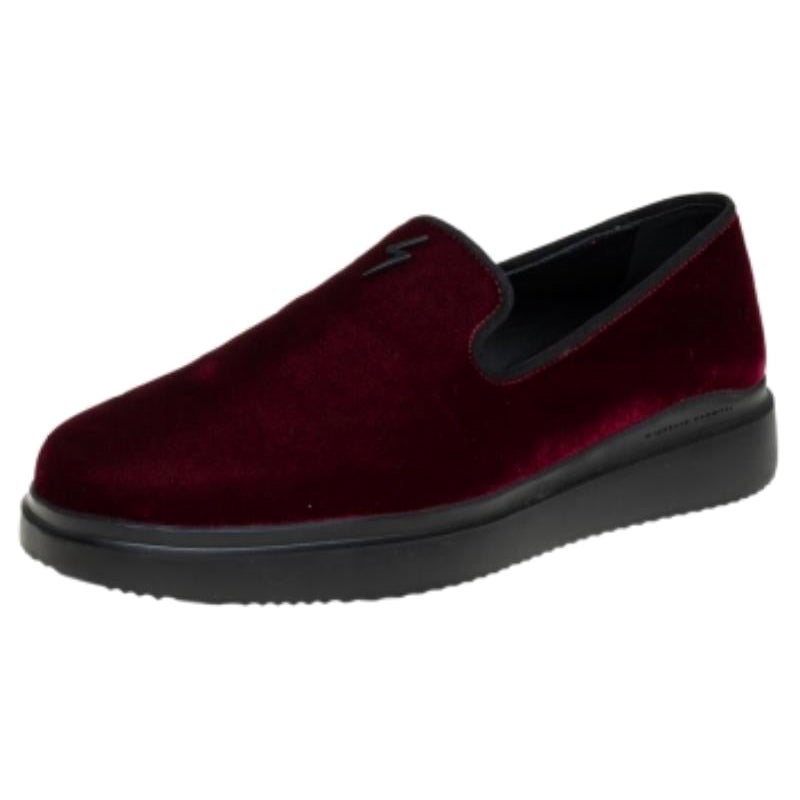 Giuseppe Zanotti Burgundy Velvet Slip On Sneakers Size 42