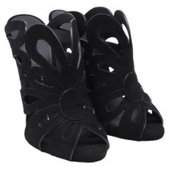 Giuseppe Zanotti Butterfly Cutout Slide Sandals in Black Suede