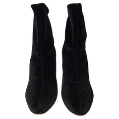 Giuseppe Zanotti Celeste Ankle Booties in Black Glitter Velvet