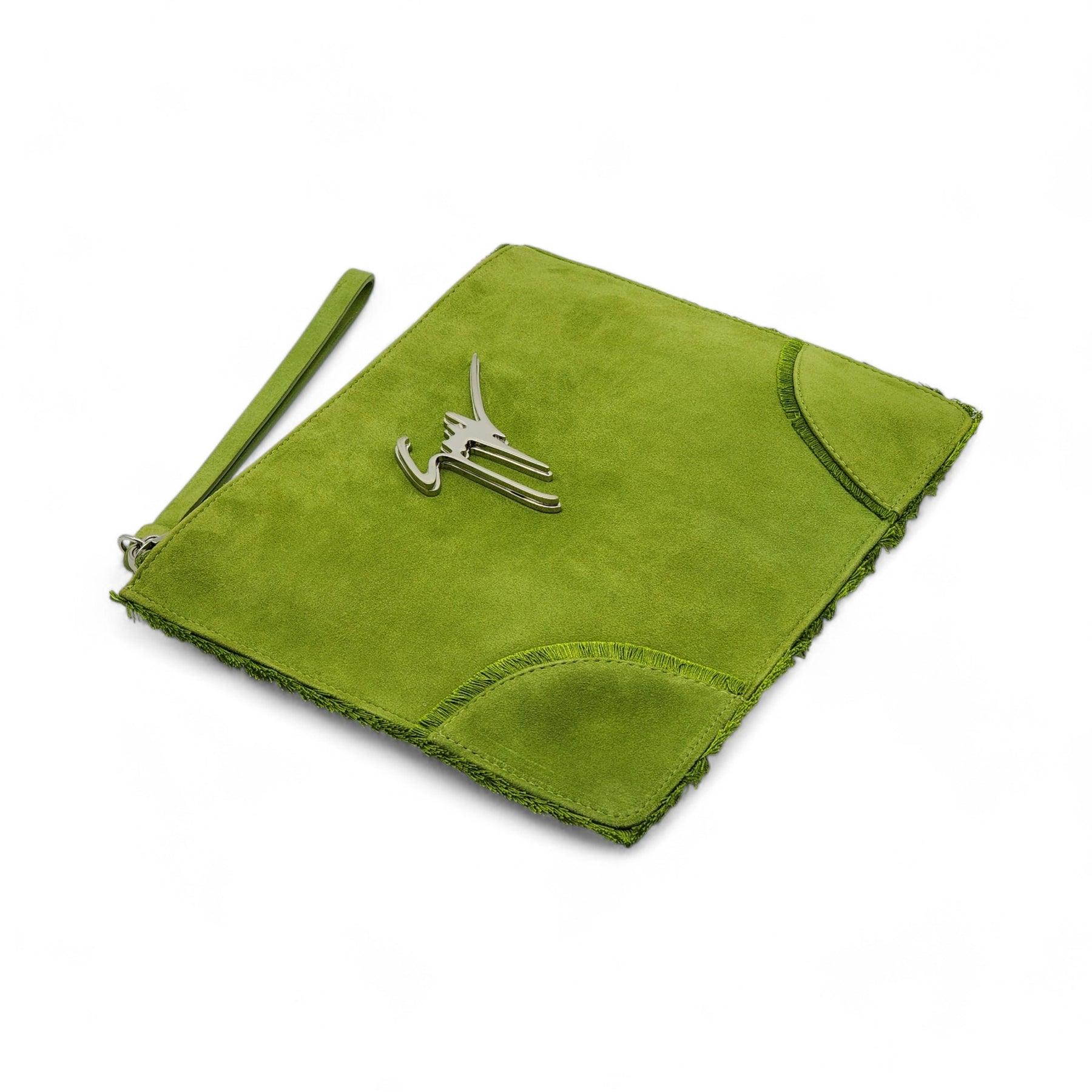 Vert Giuseppe Zanotti pochette en daim vert en vente
