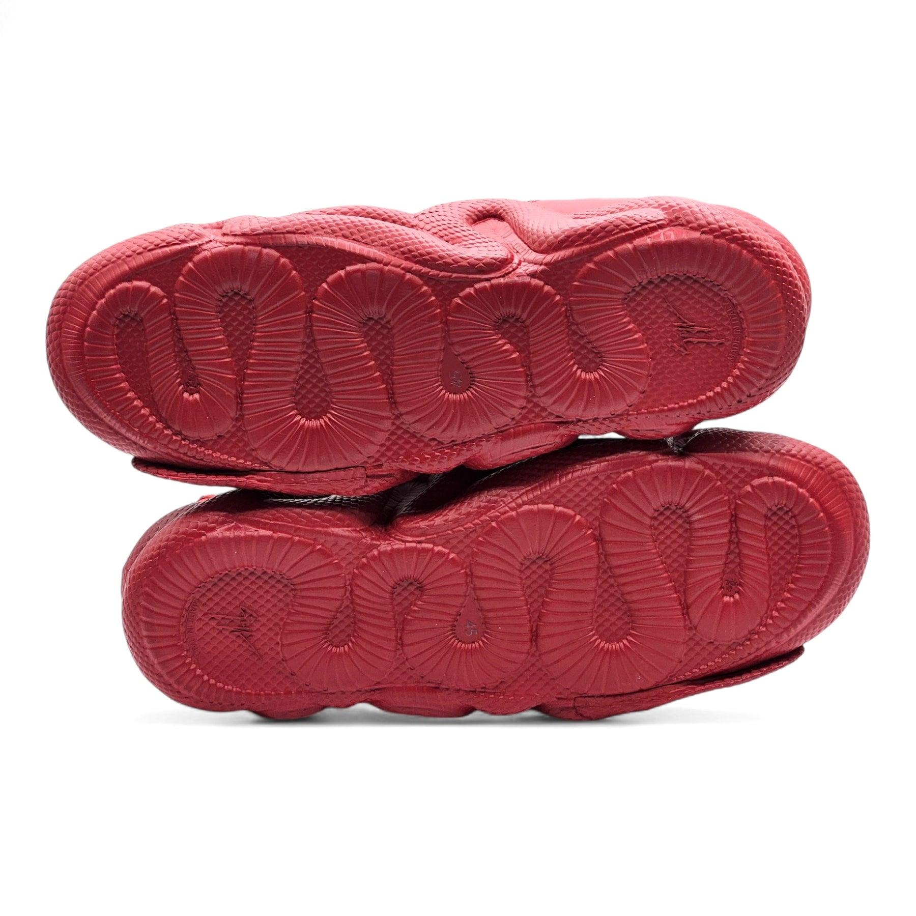 Giuseppe Zanotti Cobra Sneakers with Leather in Red In Excellent Condition For Sale In Los Angeles, CA