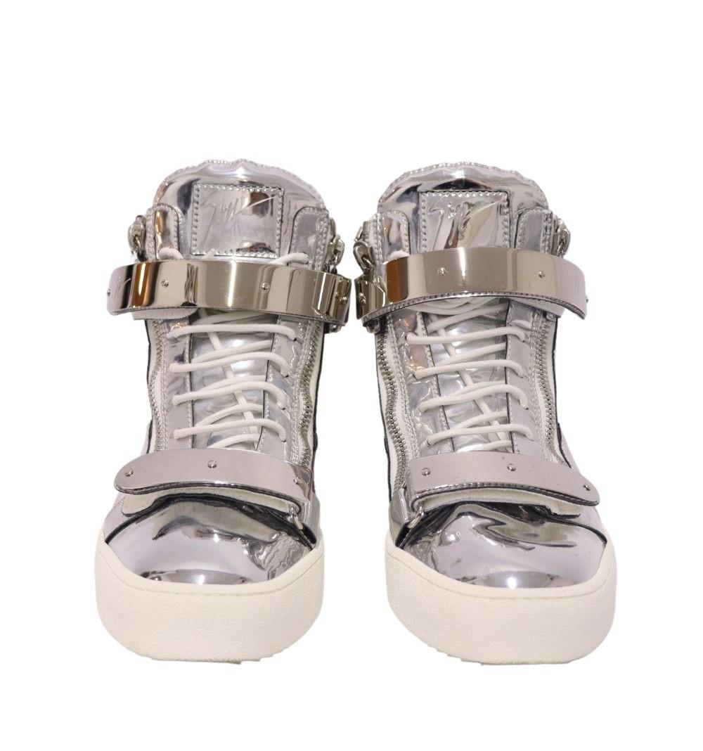 Giuseppe Zanotti Coby Metallic High-top Sneakers EU 42 In Excellent Condition For Sale In Amman, JO