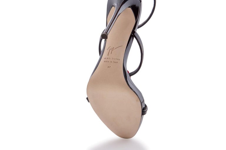 Black Giuseppe Zanotti Coline Lips Leather Stiletto Sandals For Sale