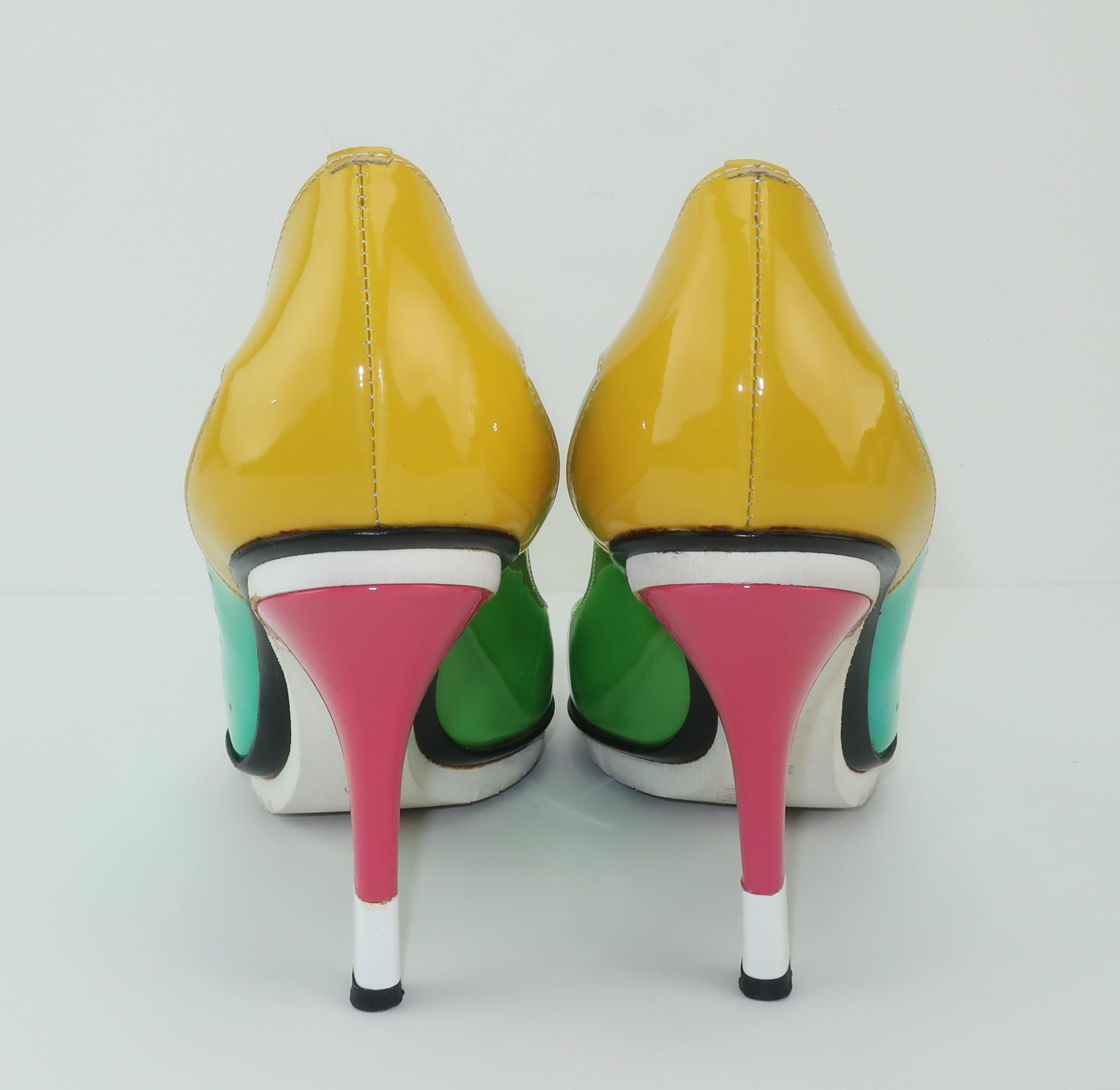 Giuseppe Zanotti Color Block Patent Leather Shoes Sz 37 In Good Condition In Atlanta, GA