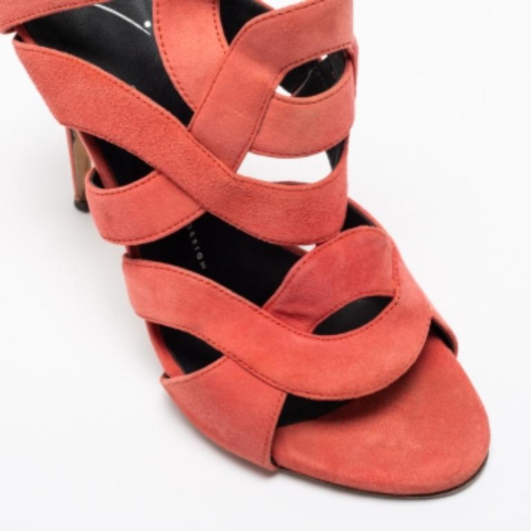 De las mujeres Giuseppe Zanotti Sandalias de ante rosa coral recortadas tamaño 40 en venta