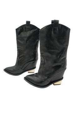 Giuseppe Zanotti Cowboy Wedge Boots with Gold Hardware Heels