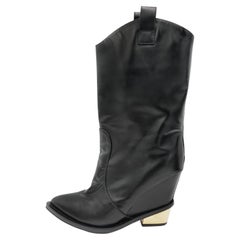 Giuseppe Zanotti Cowboy Wedge Boots with Gold Hardware Heels