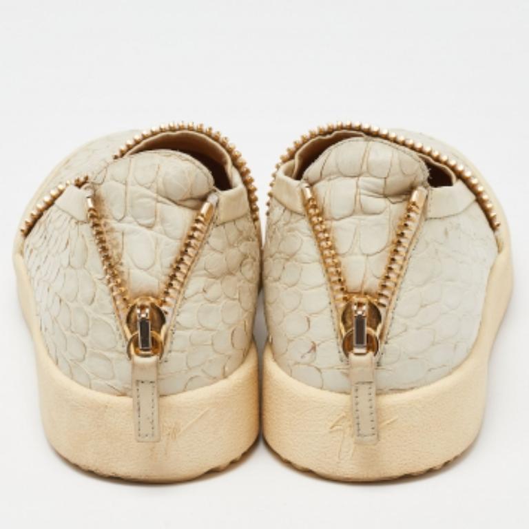 Donna Giuseppe Zanotti Crema Pelle Goffrata Slip-On Taglia 40 in vendita