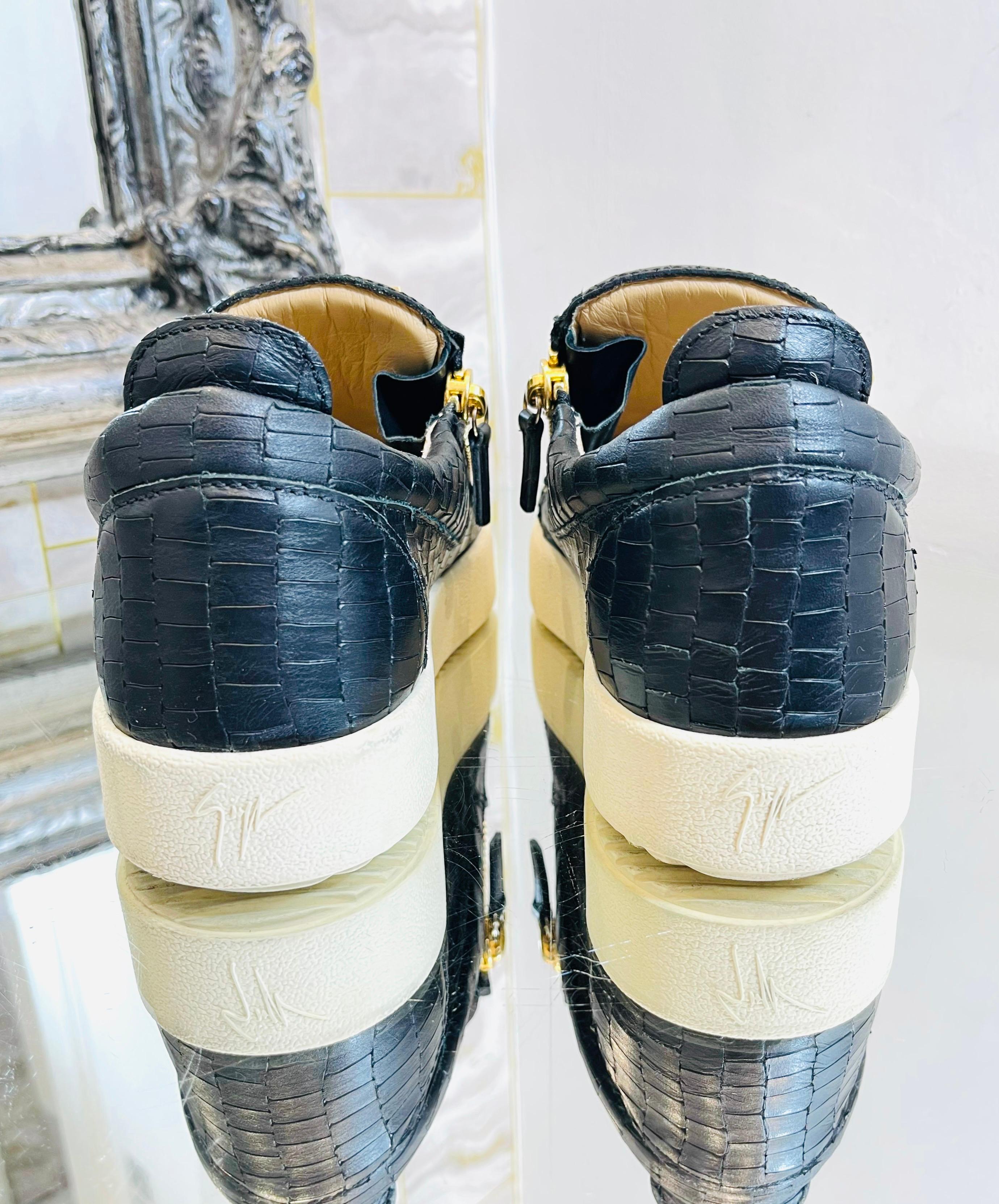 Giuseppe Zanotti Croc Embossed Leather Sneakers For Sale 1