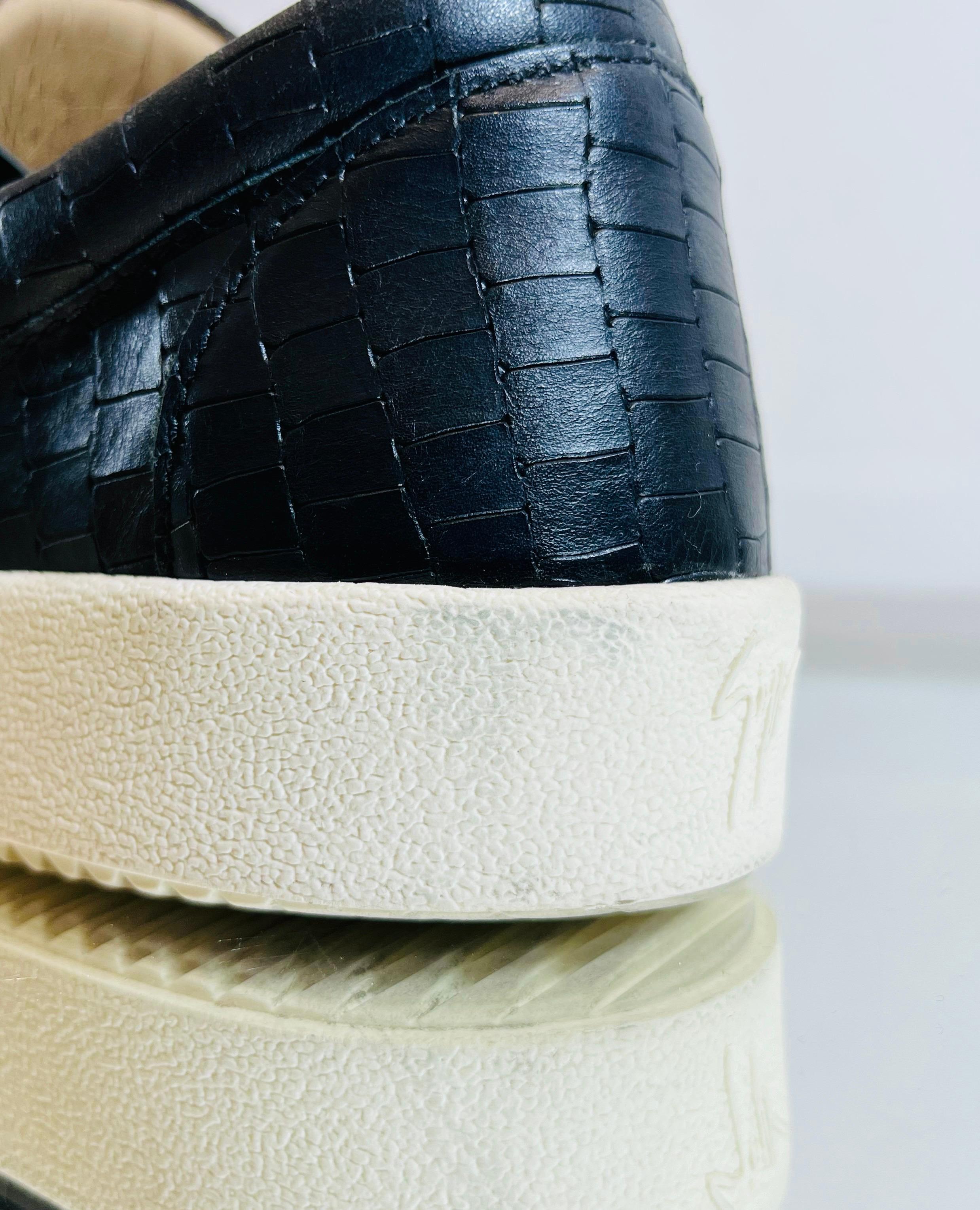 Giuseppe Zanotti Croc Embossed Leather Sneakers For Sale 3