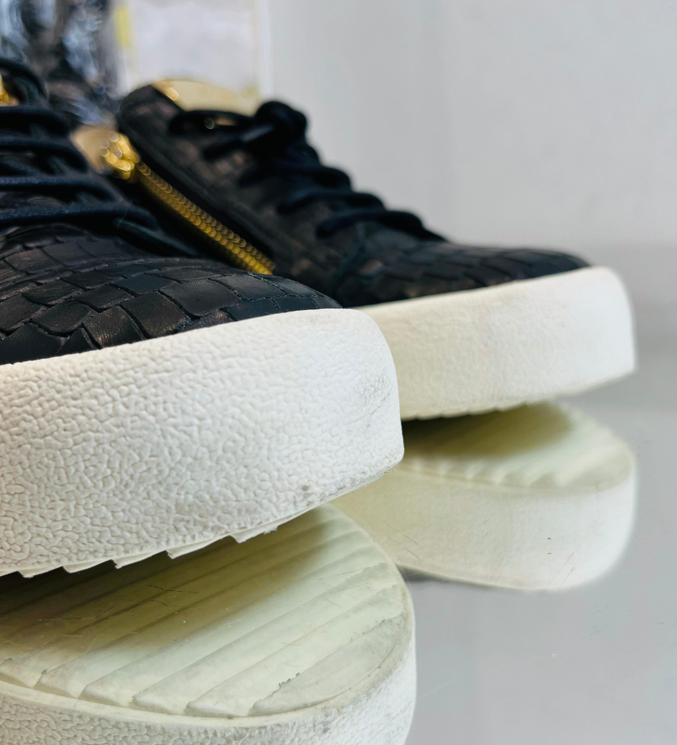 Giuseppe Zanotti Croc Embossed Leather Sneakers For Sale 4