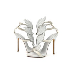 Giuseppe Zanotti Cruel Coline Grey Suede Metal Wing Strappy Sandals 36