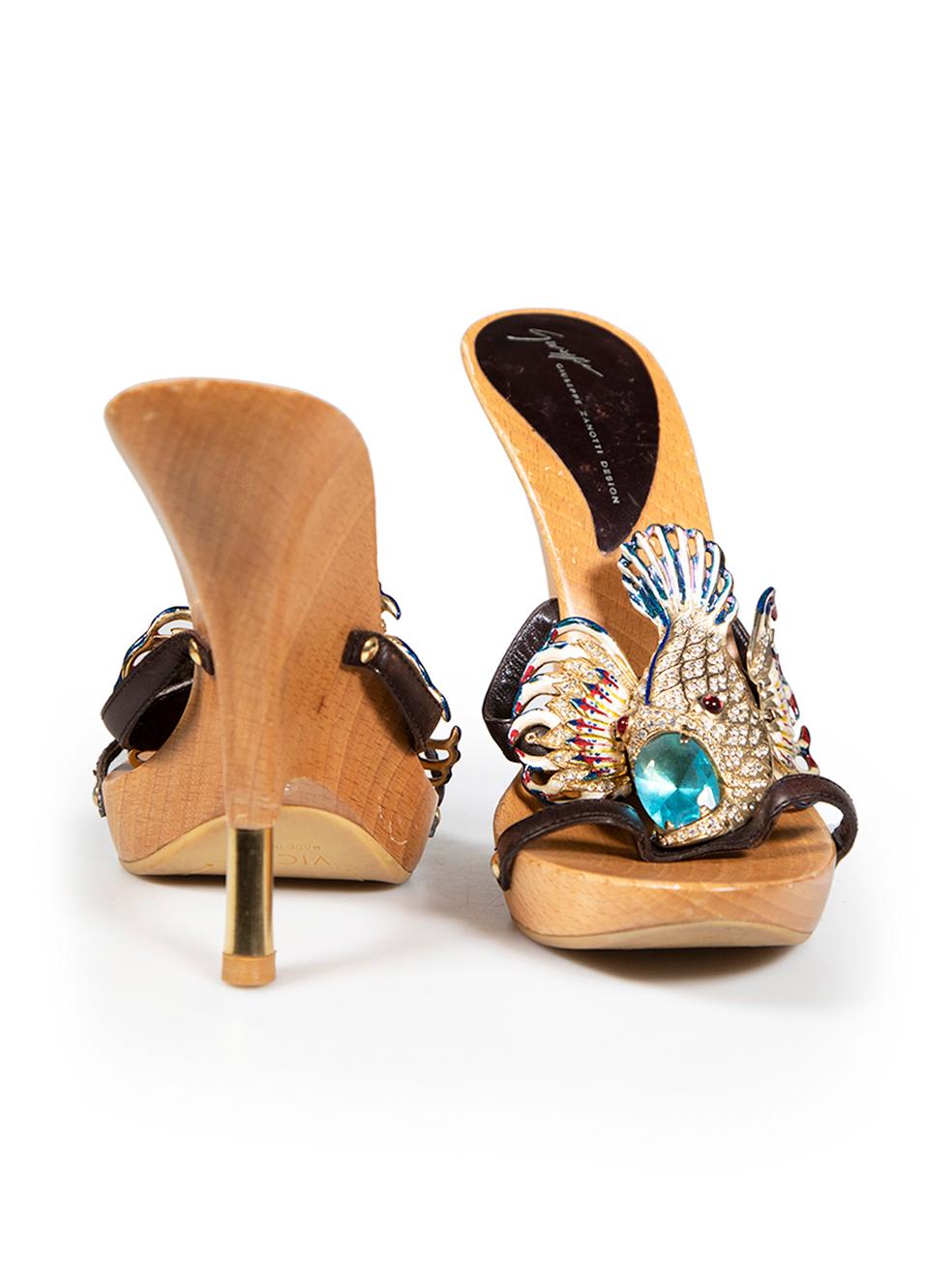 Giuseppe Zanotti Crystal Fish Heeled Sandals Size IT 37 In Good Condition In London, GB
