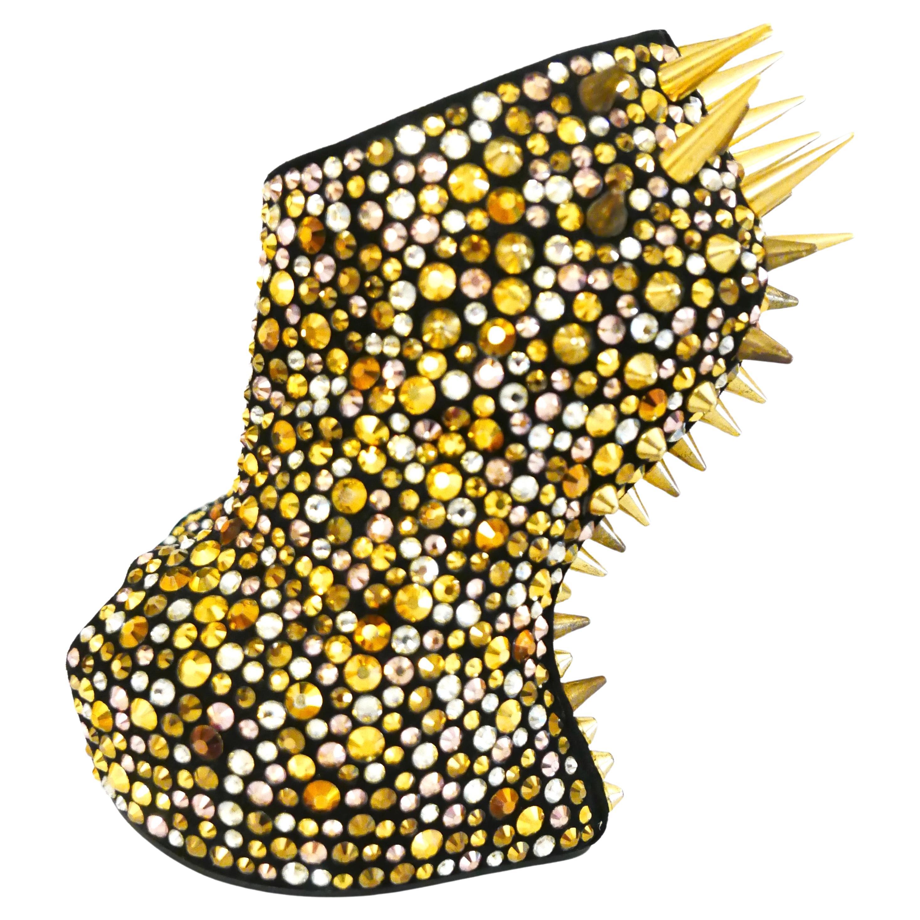 Giuseppe Zanotti Crystal & Spike Maxi Wedge Booties Boots  For Sale