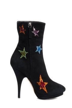 Giuseppe Zanotti Crystal Star Suede Platform Boots FW13 • Size 39
