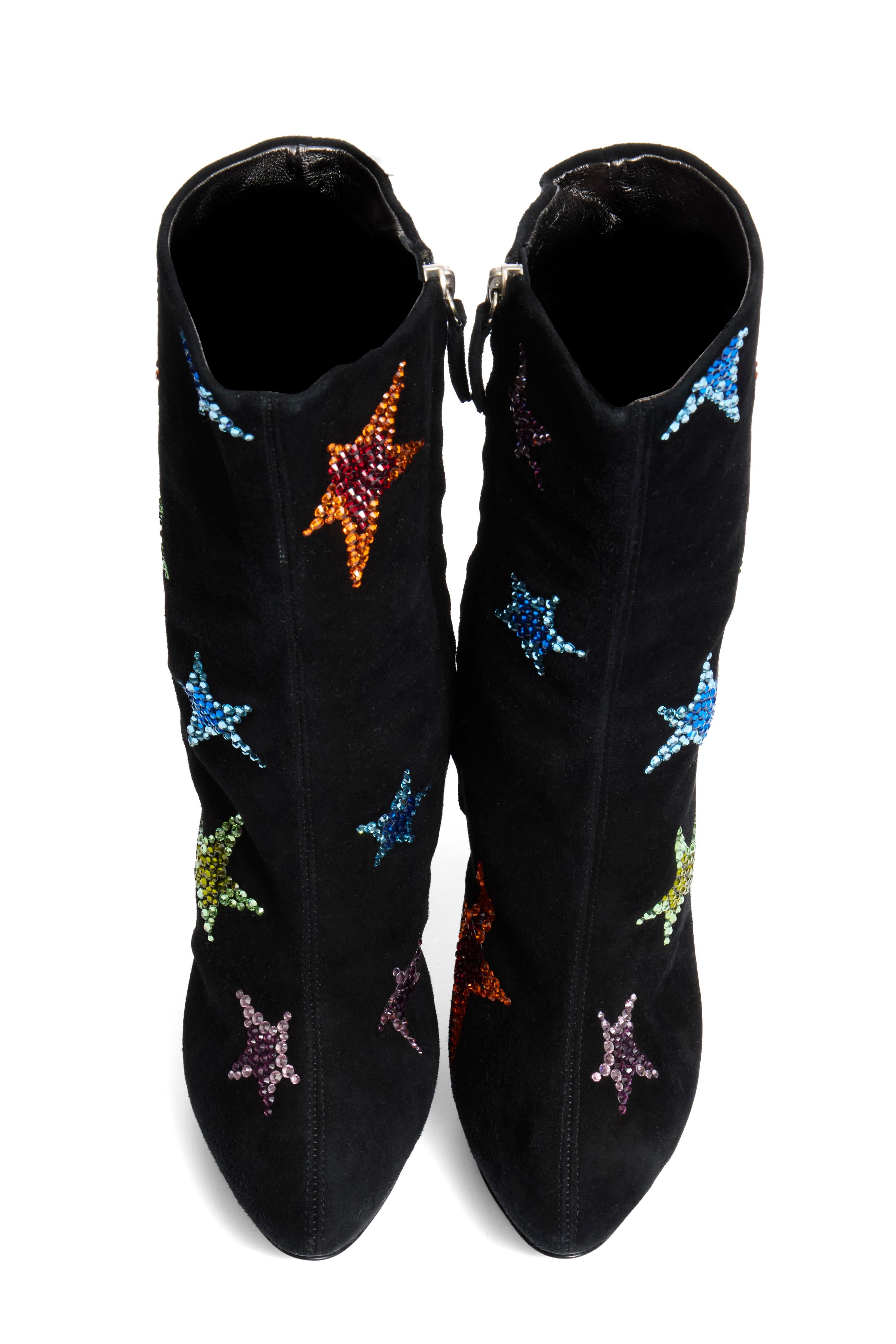 Giuseppe Zanotti Crystal Star Suede Platform Boots FW13 • Size 39 For Sale 2