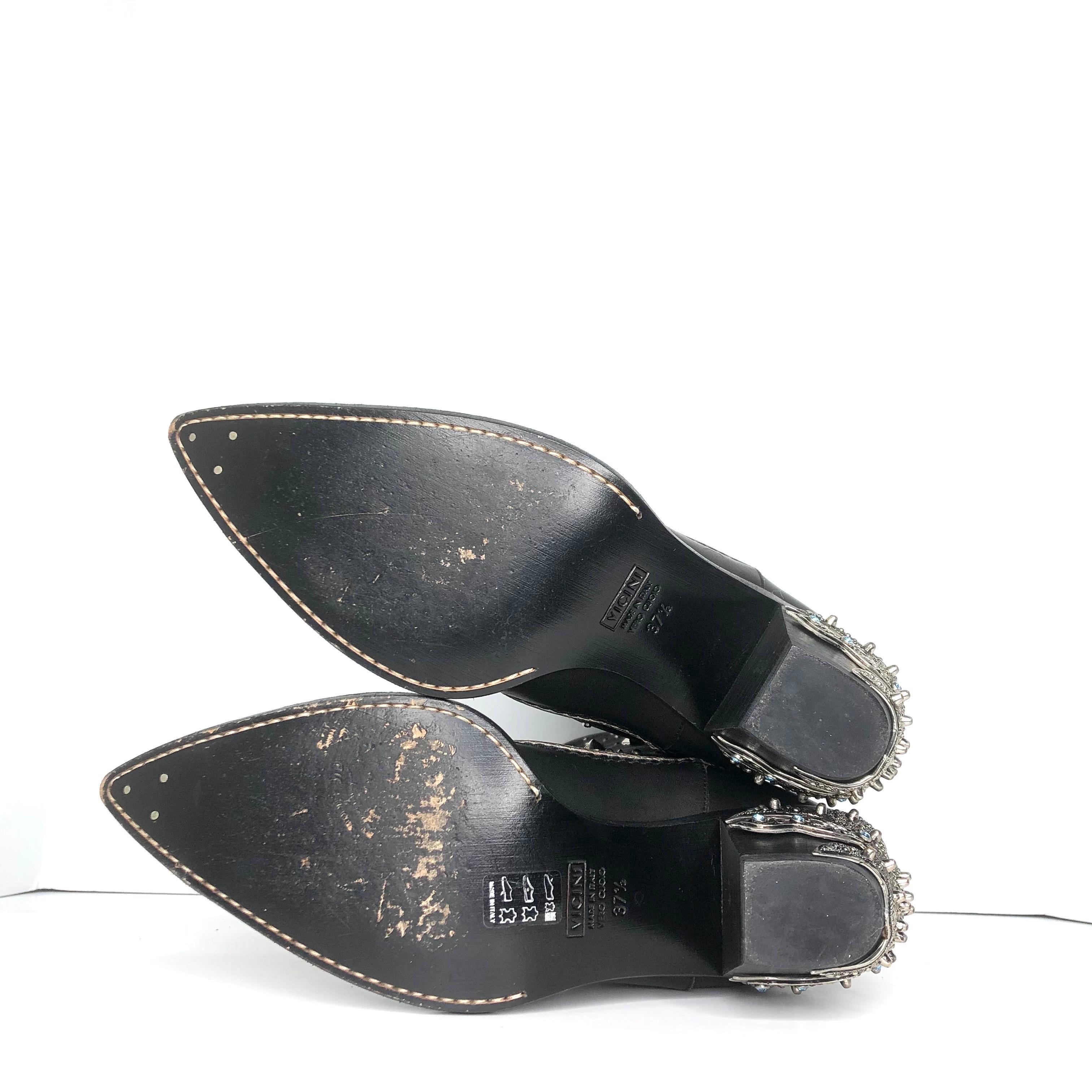 Giuseppe Zanotti Crystals Studded Pull On Western Cowgirl Heeled Boots 37.5 For Sale 2