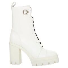 GIUSEPPE ZANOTTI Cubalibre white leather chunky block heel ankle boots EU39