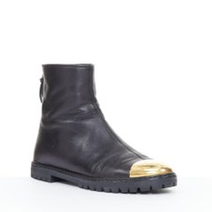 GIUSEPPE ZANOTTI Dalila gold metallic cap toe leather lug ankle boots EU36.5