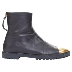 GIUSEPPE ZANOTTI Dalila gold metallic cap toe leather lug ankle boots EU36.5
