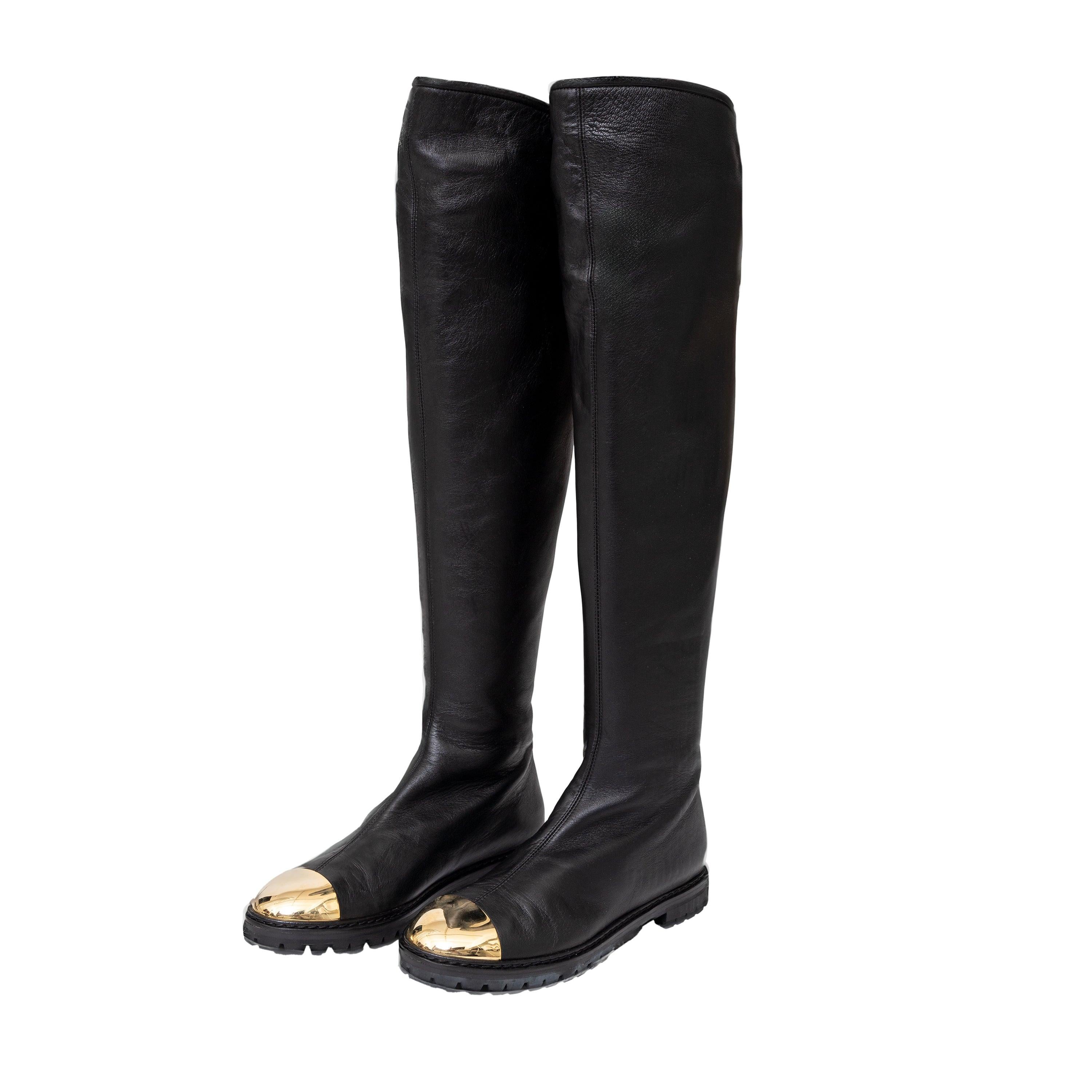 Giuseppe Zanotti Botas de piel con puntera metálica Dalila - Años 10 Negro en venta
