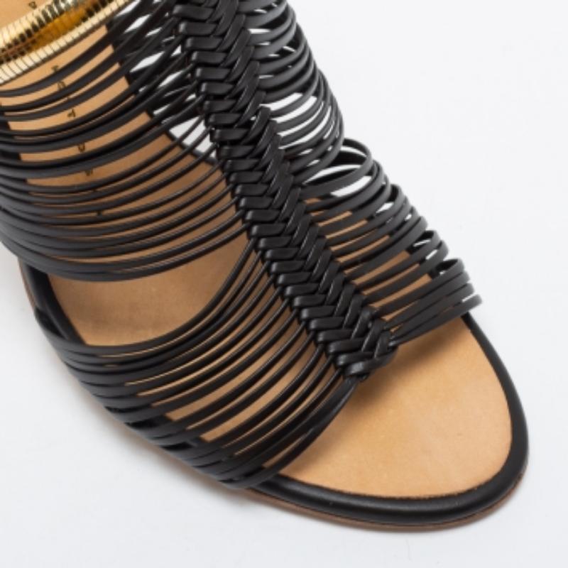 Giuseppe Zanotti Dunkelbraune Leder Riemchensandalen Größe 37.5 Damen im Angebot