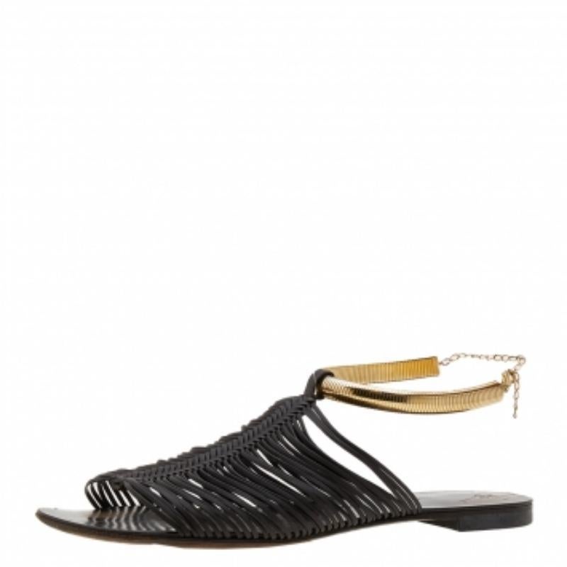 Giuseppe Zanotti Dunkelbraunes Leder Riemchensandalen Größe 38 im Zustand „Gut“ im Angebot in Dubai, Al Qouz 2
