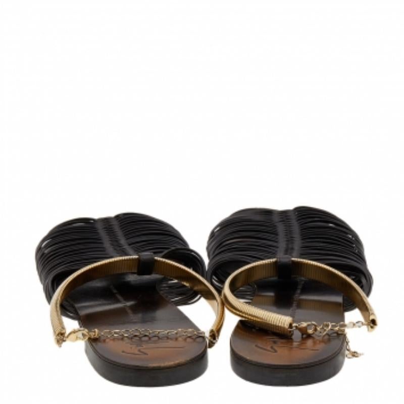 Giuseppe Zanotti Dunkelbraunes Leder Riemchensandalen Größe 38 Damen im Angebot