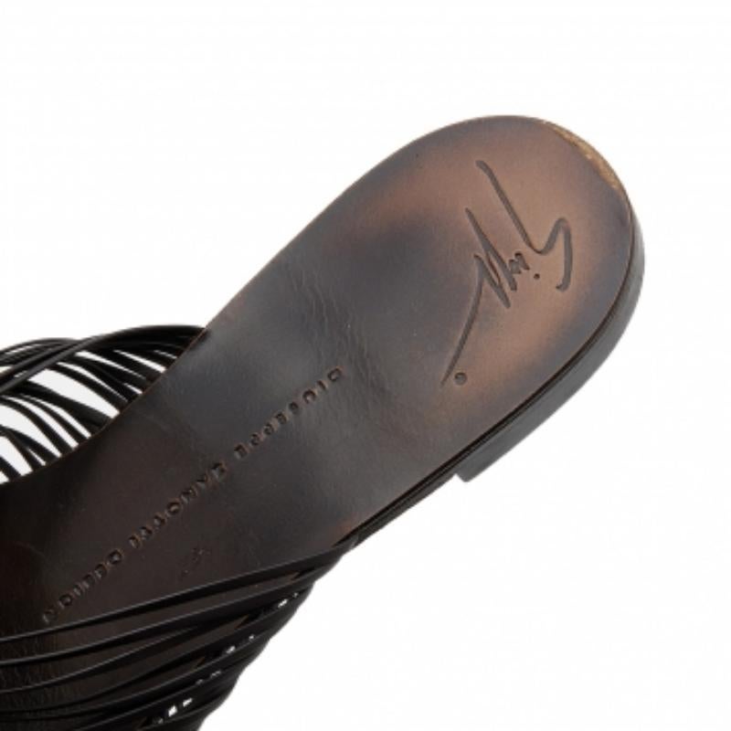 Giuseppe Zanotti Dunkelbraunes Leder Riemchensandalen Größe 38 im Angebot 2