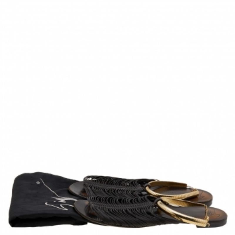 Giuseppe Zanotti Dunkelbraunes Leder Riemchensandalen Größe 38 im Angebot 4