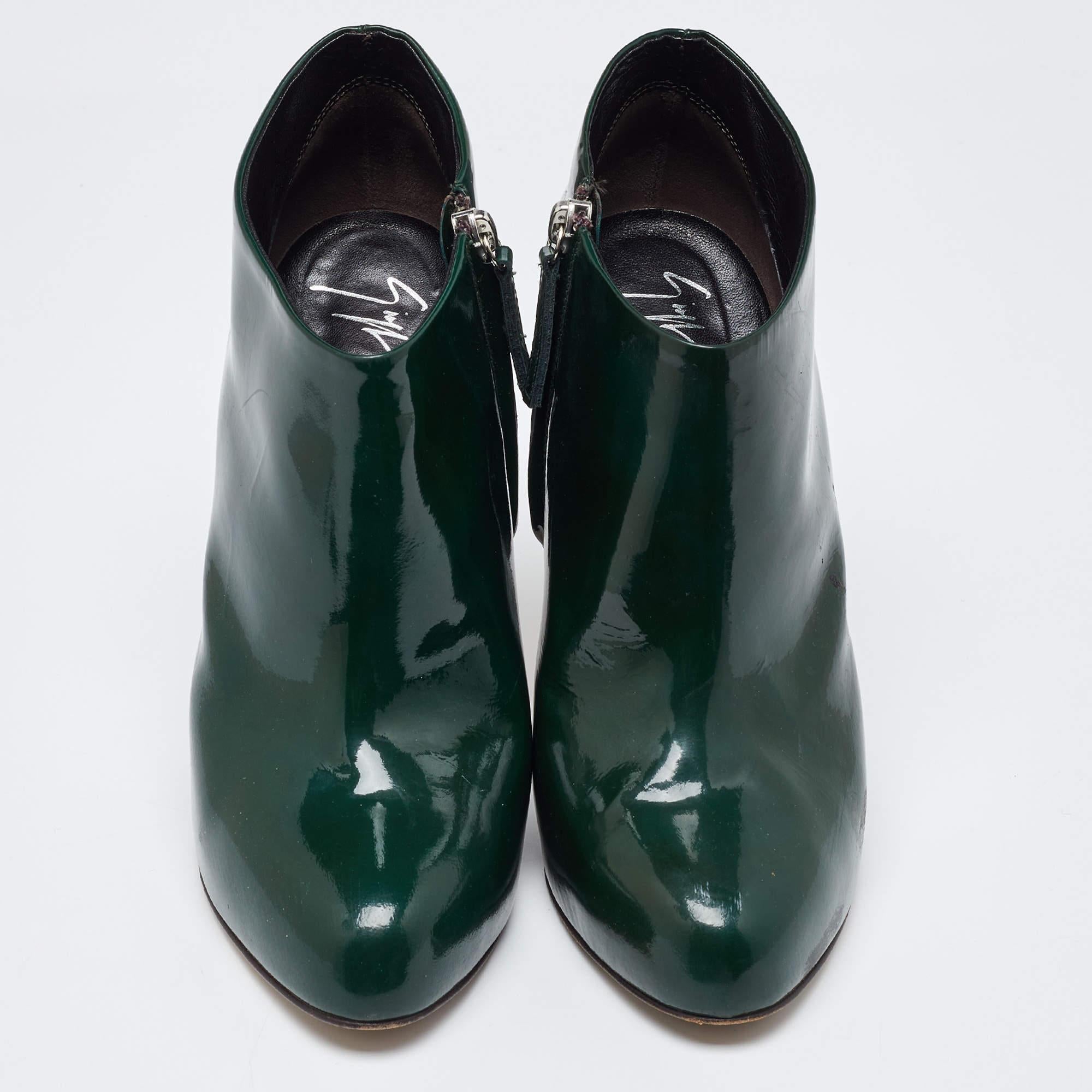 Botines de charol verde oscuro Giuseppe Zanotti Talla 38,5 Negro en venta
