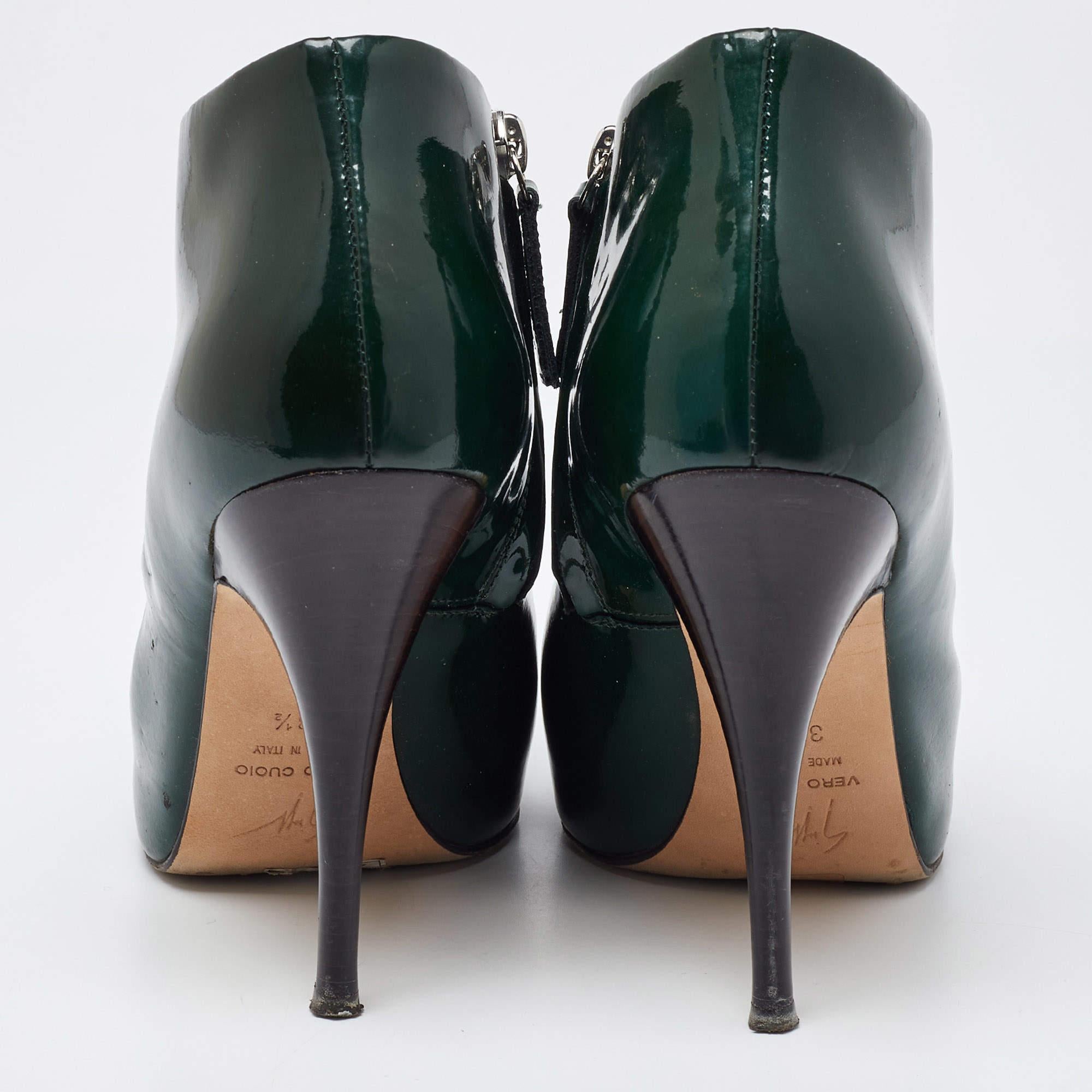 De las mujeres Botines de charol verde oscuro Giuseppe Zanotti Talla 38,5 en venta