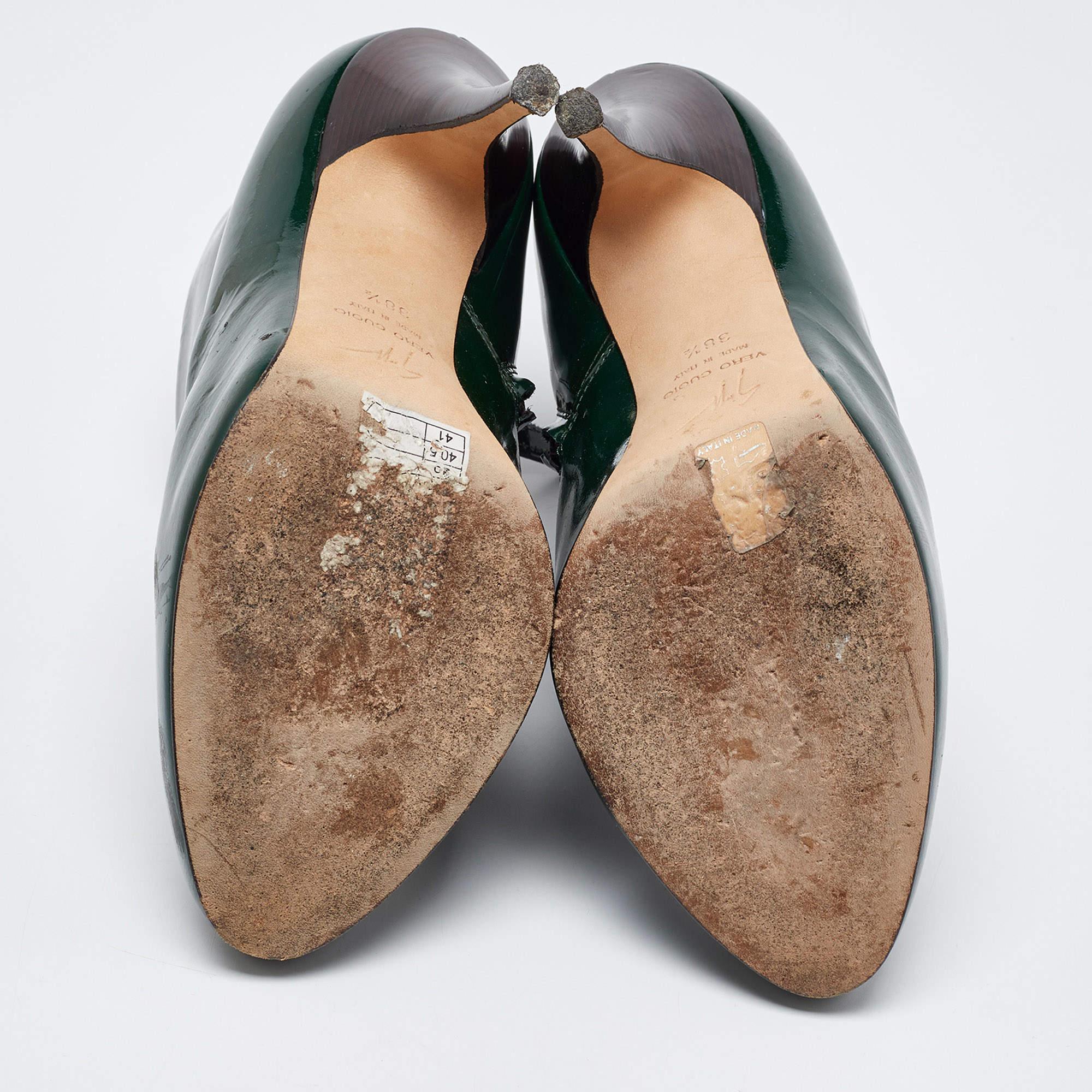 Botines de charol verde oscuro Giuseppe Zanotti Talla 38,5 en venta 1