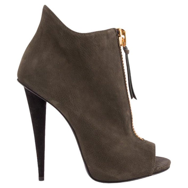 Klein brug Uil GIUSEPPE ZANOTTI dark olive green unbuckle Peep-Toe ZIP Ankle Boots Shoes  38 For Sale at 1stDibs | olive green peep toe booties