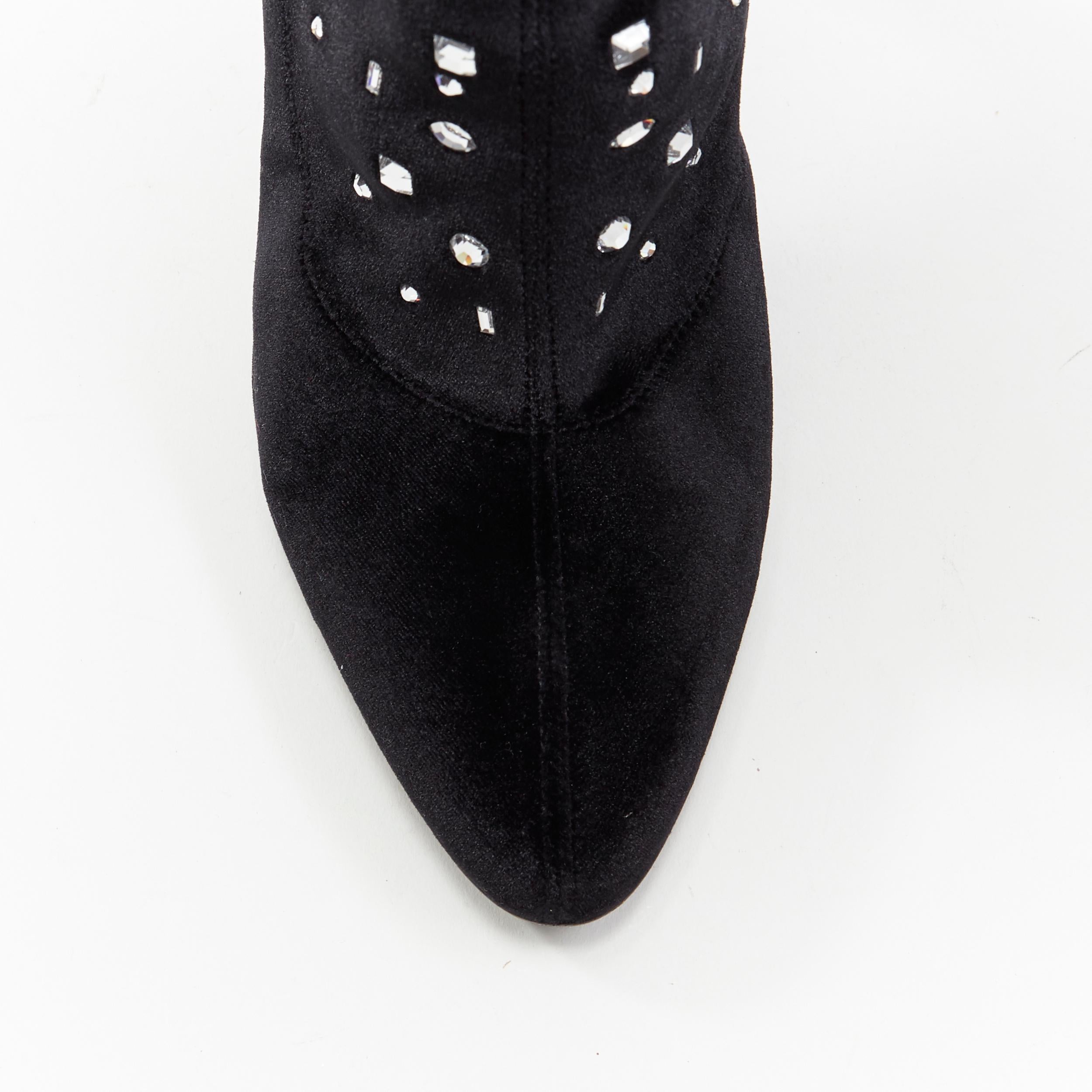 GIUSEPPE ZANOTTI Dena black crystal jewel embellished velvet over knee boot EU39 2