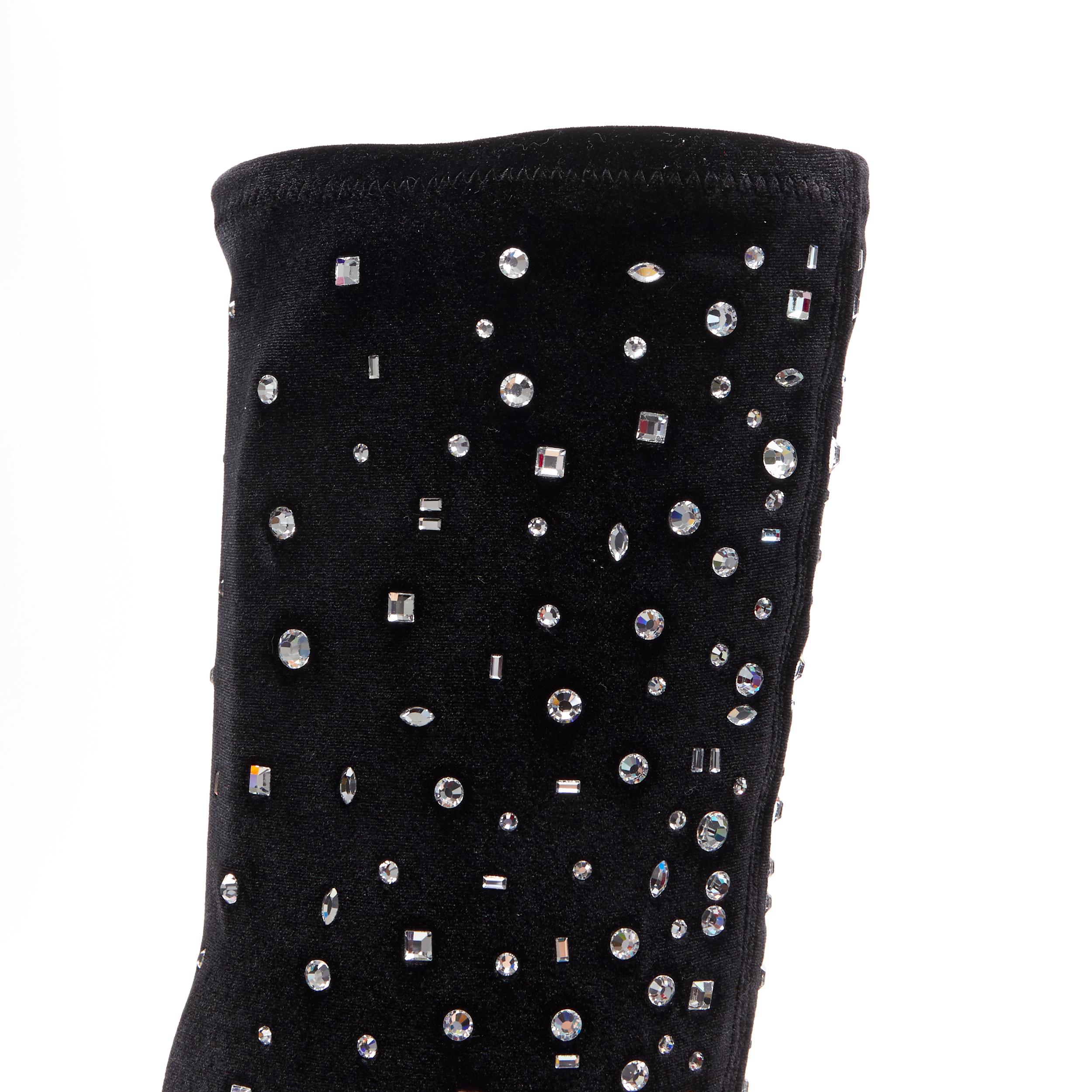 GIUSEPPE ZANOTTI Dena black crystal jewel embellished velvet over knee boot EU39 3