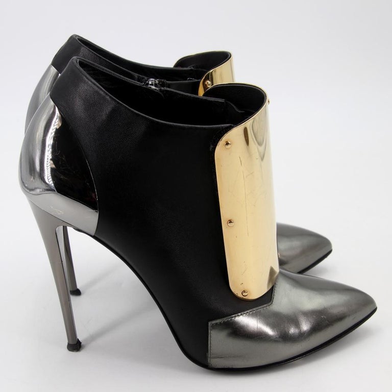 Giuseppe Zanotti Designs Metal Plate Ankle Shielded Booties 9.5  GZ-S0929P-0321 For Sale at 1stDibs | metal plate boots