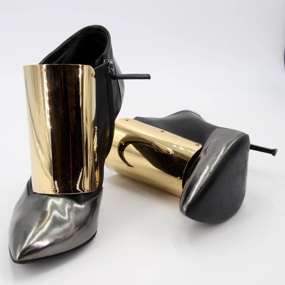 Women's Giuseppe Zanotti Designs Metal Plate Ankle Shielded Booties 9.5 GZ-S0929P-0321 For Sale
