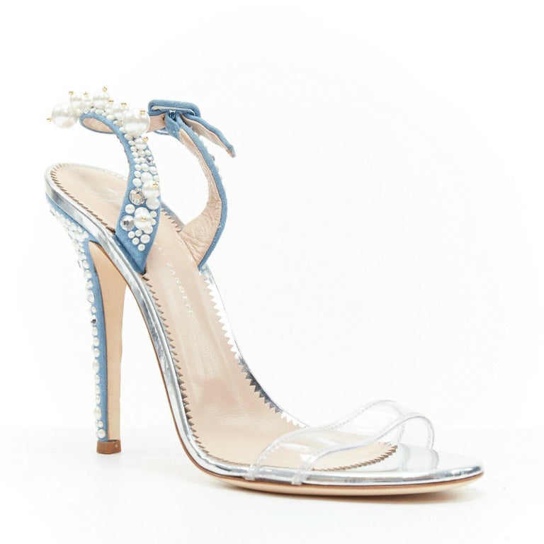 GIUSEPPE ZANOTTI Eliza 2018 blue suede pearl crystal heel sling PVC sandals  EU39 at 1stDibs | giuseppe zanotti pearl shoes, blue suede giuseppe,  giuseppe pearl heels