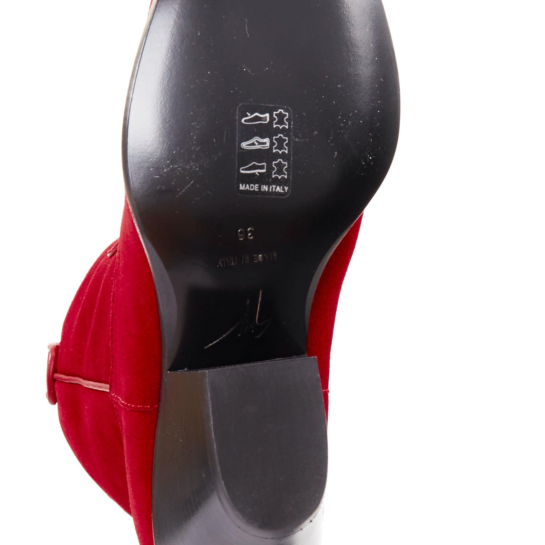 GIUSEPPE ZANOTTI Elna 55 bottes de cow-boy western en cuir velours rouge EU36 en vente 5