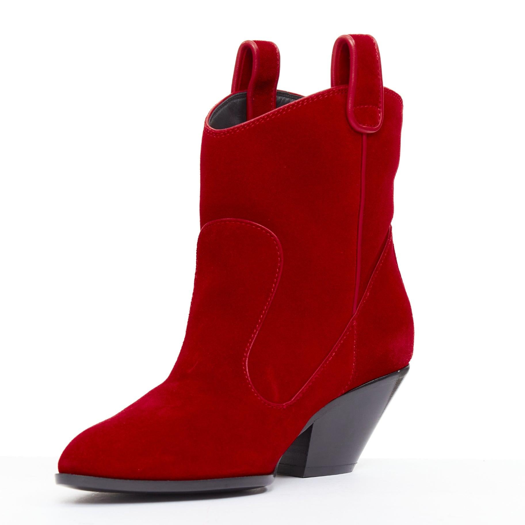 GIUSEPPE ZANOTTI Elna 55 bottes de cow-boy western en cuir velours rouge EU36 Bon état - En vente à Hong Kong, NT