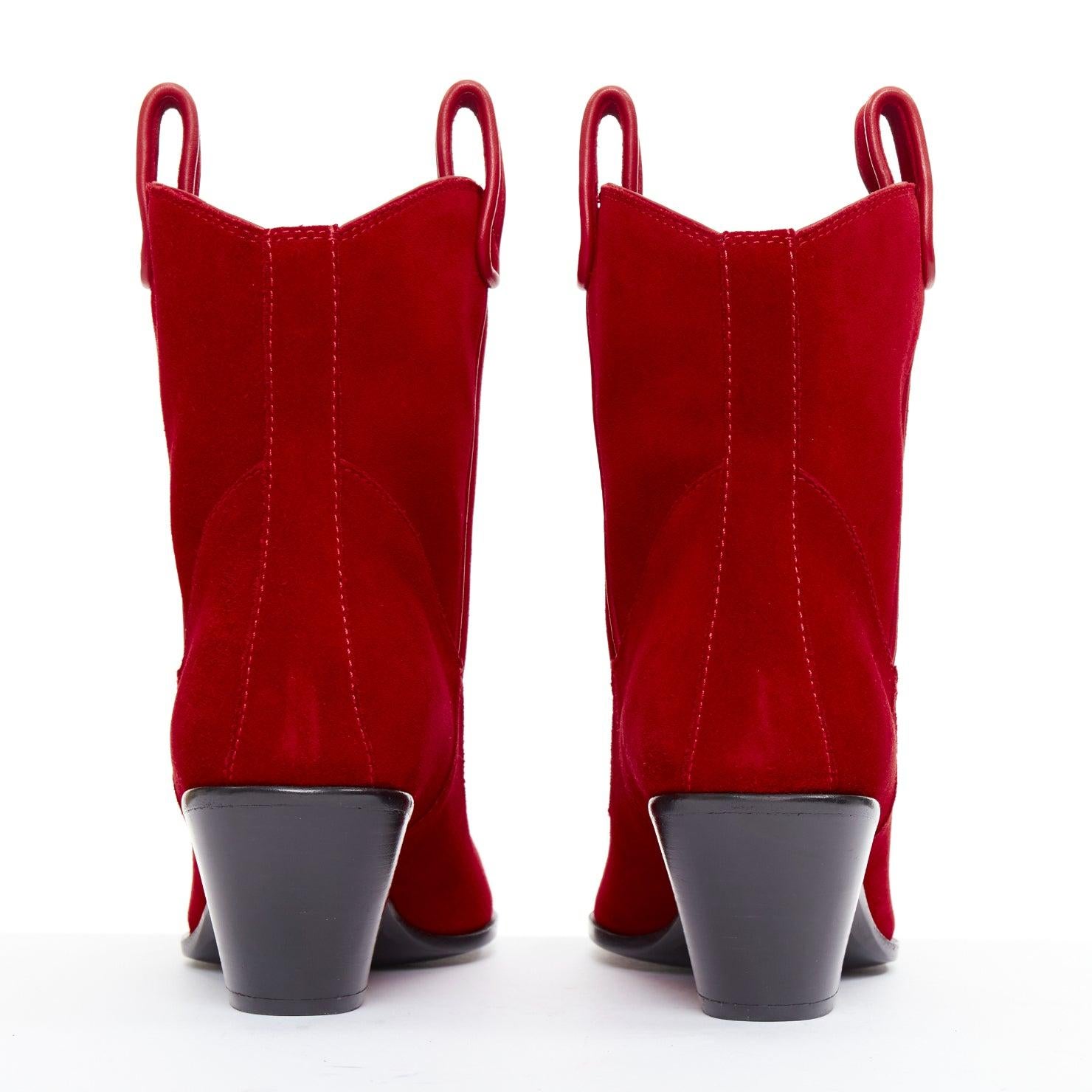 GIUSEPPE ZANOTTI Elna 55 bottes de cow-boy western en cuir velours rouge EU36 Pour femmes en vente