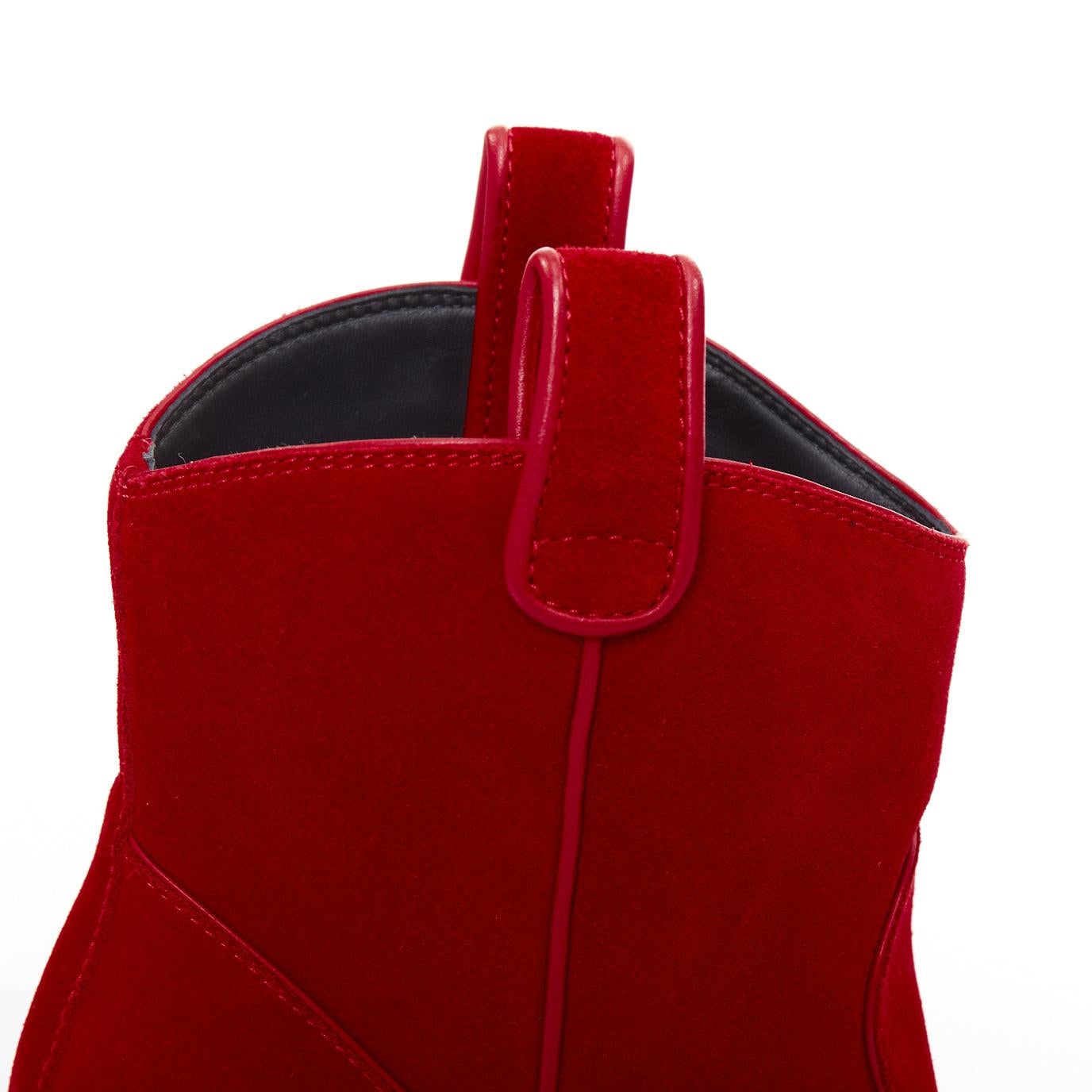 GIUSEPPE ZANOTTI Elna 55 bottes de cow-boy western en cuir velours rouge EU36 en vente 2